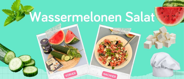Knackiger Wassermelonen-Salat mit Gurke und Fetakäse - Bumpli